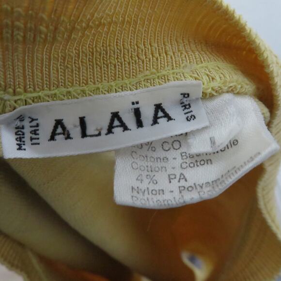 Azzedine Alaïa Women Sz L Light Yellow Tan Vintage Mock Neck Sleeveless Bodysuit - Picture 6 of 7